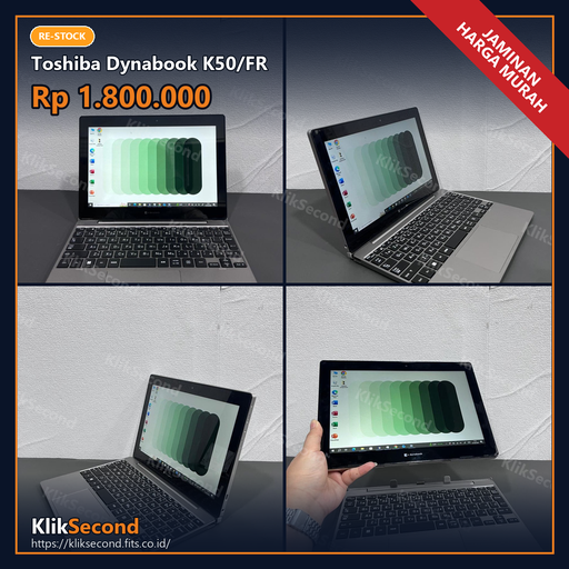 [Celeron N4020 | RAM 4GB | eMMC 64GB | 10.5 inch WXGA Detachable | Keyboard JEPANG] Toshiba Dynabook K50/FR Detachable